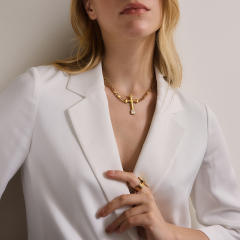Elegant Titanium Steel Cross Necklace rings set punk trend jewelry set
