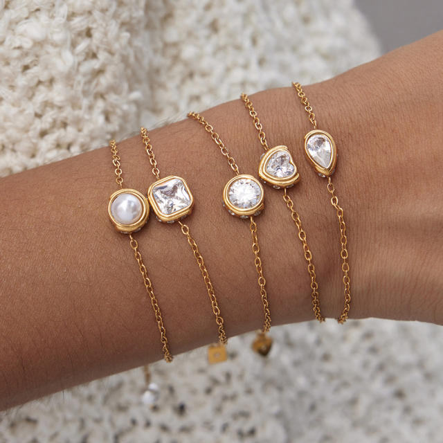 Original Adjustable Stainless Steel Bracelet geometric crystal bracelet