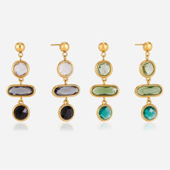 Colorful glass crystal inlaid stainless steel earrings dangle earrings