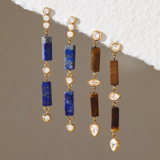 Natural stone bar stainless steel earrings dangle earrings