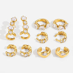 Delicate diamond ear cuff stainless steel earrings