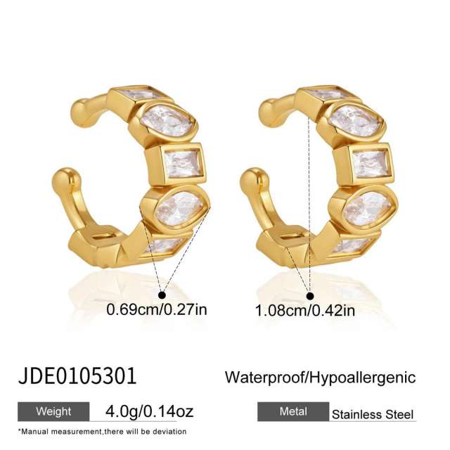 Delicate diamond ear cuff stainless steel earrings