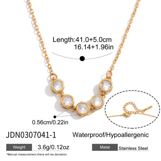 18KG geometric diamond thin chain stainless steel necklace
