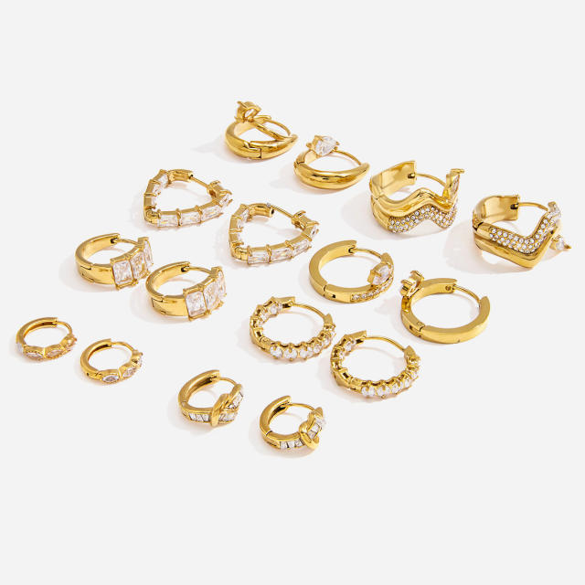 Delicate diamond small hoop earrings stainless steel earrings huggie earrings