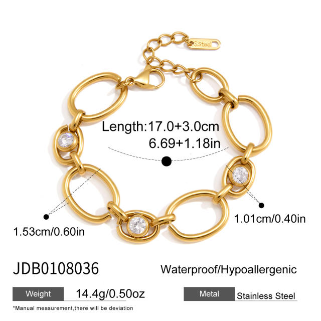 Personality mix rhinestone chain necklace bracelet for women stainless steel necklace bracelet