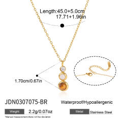 Natural Stone Tiger Eye Stone two layer dainty stainless steel necklace