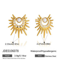 Zircon Sun shape stainless steel necklace earrings set for women
