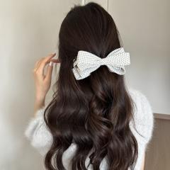 Korean fashion polka dots bow women elegant banana hair clips