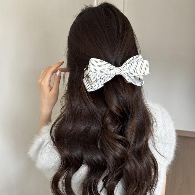 Korean fashion polka dots bow women elegant banana hair clips