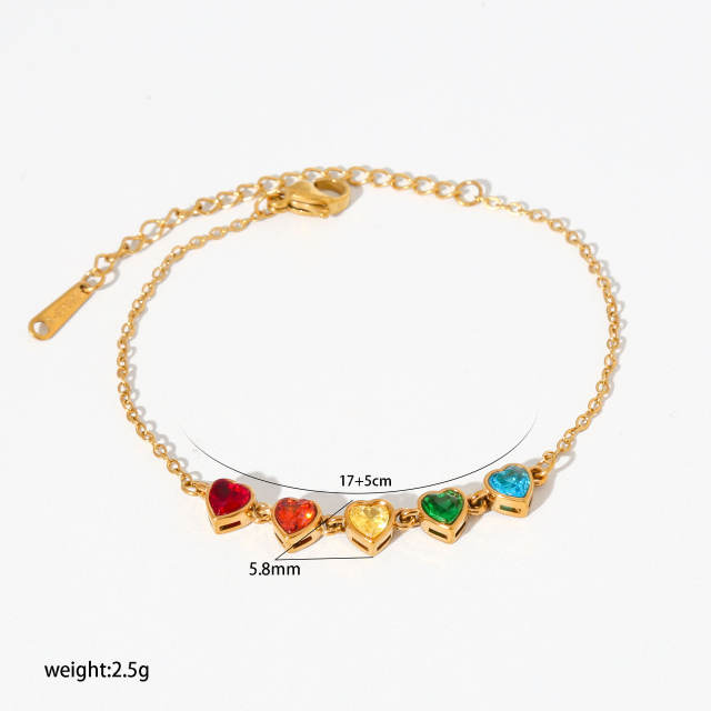 PVD plating gold color diamond stainless steel bracelet stackable bracelet