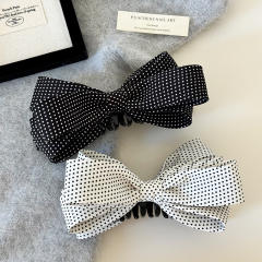 Korean fashion polka dots bow women elegant banana hair clips