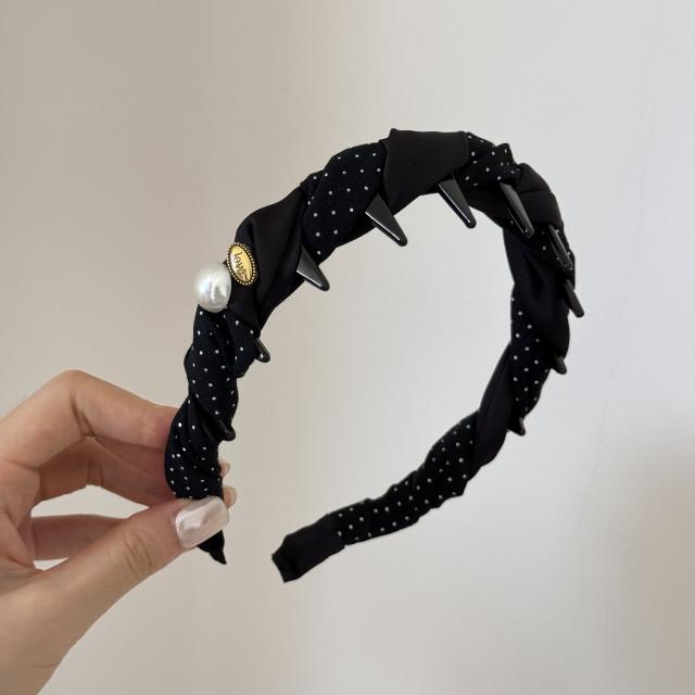 Korean-style retro polka dot gentle toothed headband for women zig zag headband