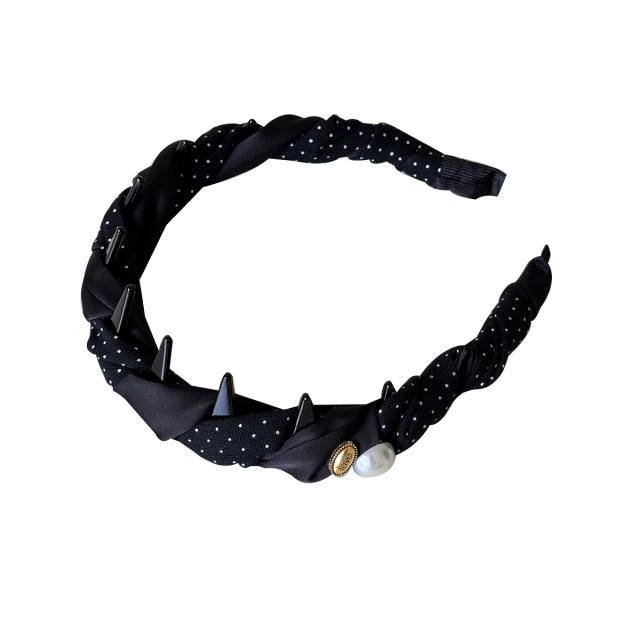 Korean-style retro polka dot gentle toothed headband for women zig zag headband