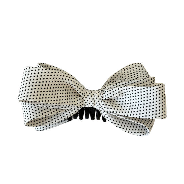 Korean fashion polka dots bow women elegant banana hair clips