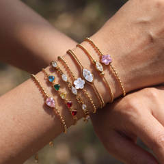 PVD plating gold color diamond stainless steel bracelet stackable bracelet
