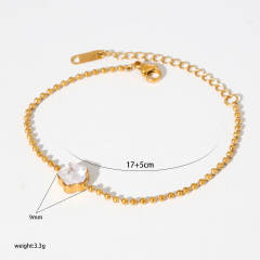 PVD plating gold color diamond stainless steel bracelet stackable bracelet