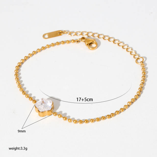 PVD plating gold color diamond stainless steel bracelet stackable bracelet