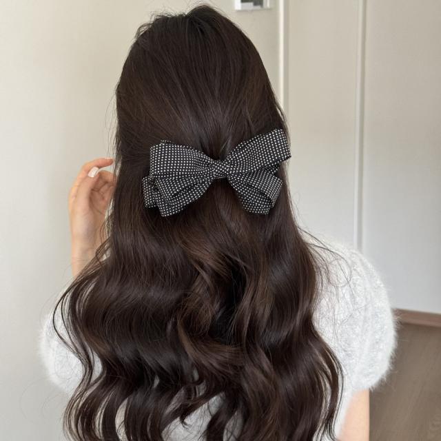 Korean fashion polka dots bow women elegant banana hair clips