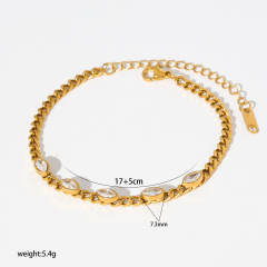 PVD plating gold color diamond stainless steel bracelet stackable bracelet