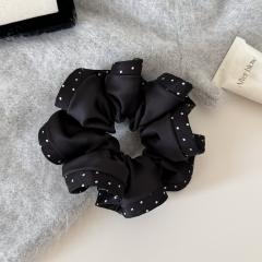 Korean-style elegant polka dot ruffled scrunchie