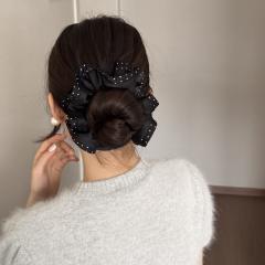 Korean-style elegant polka dot ruffled scrunchie