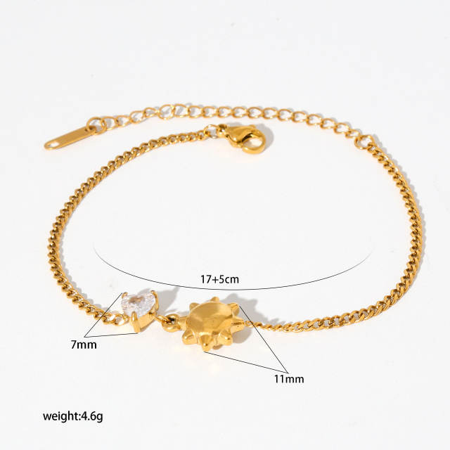 PVD plating gold color diamond stainless steel bracelet stackable bracelet