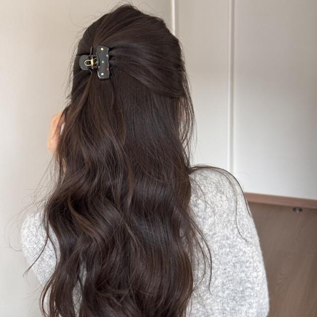 Black and white polka dot hair clip elegant girls hair claw clips collection