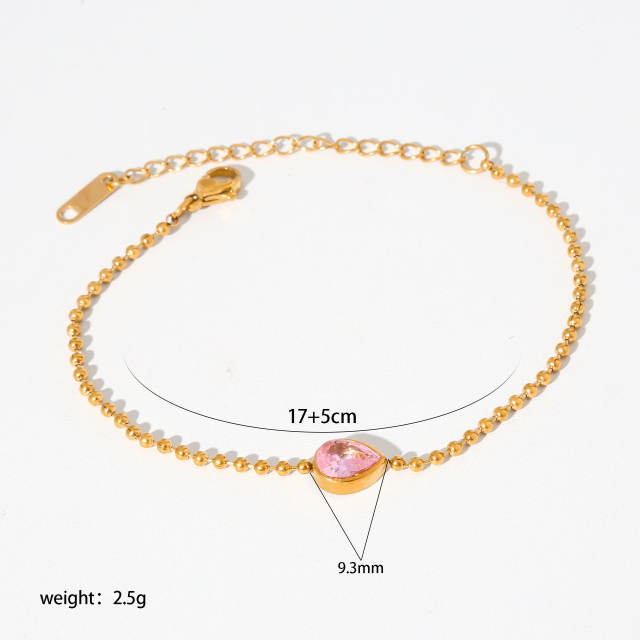 PVD plating gold color diamond stainless steel bracelet stackable bracelet