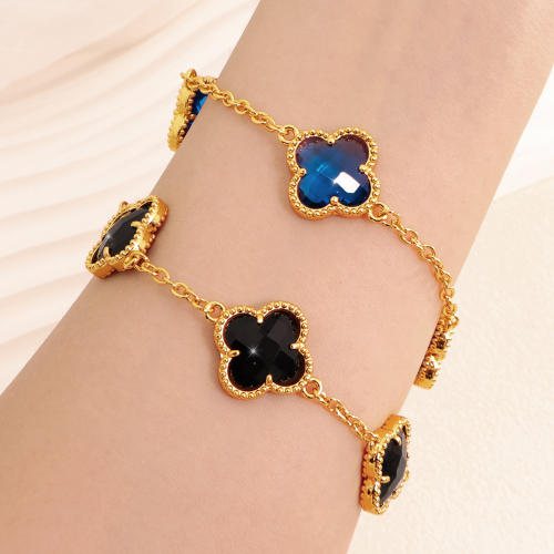 Crystal Four-Leaf Flower Bracelet for Women Stainless Steel bracelet