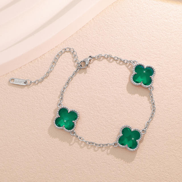 Crystal Four-Leaf Flower Bracelet for Women Stainless Steel bracelet