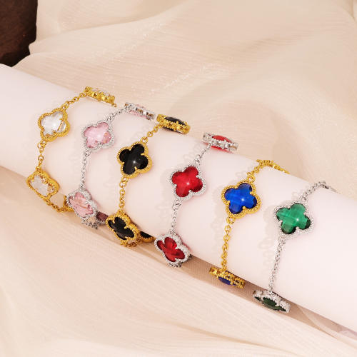 Crystal Four-Leaf Flower Bracelet for Women Stainless Steel bracelet