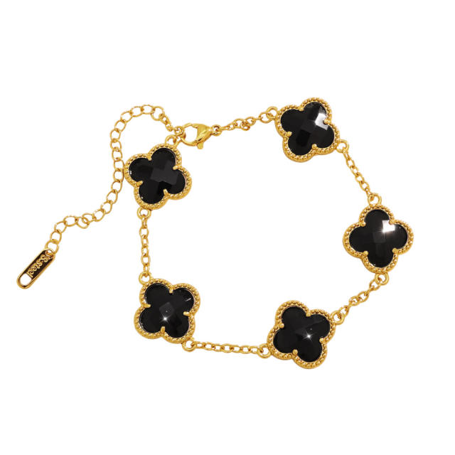 Crystal Four-Leaf Flower Bracelet for Women Stainless Steel bracelet