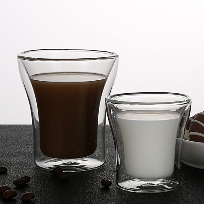 Double wall glass cups