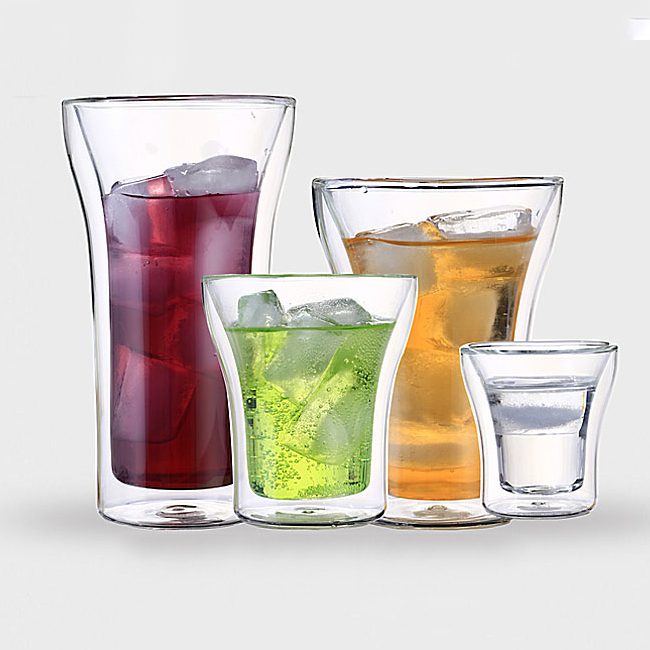 Double wall glass cups