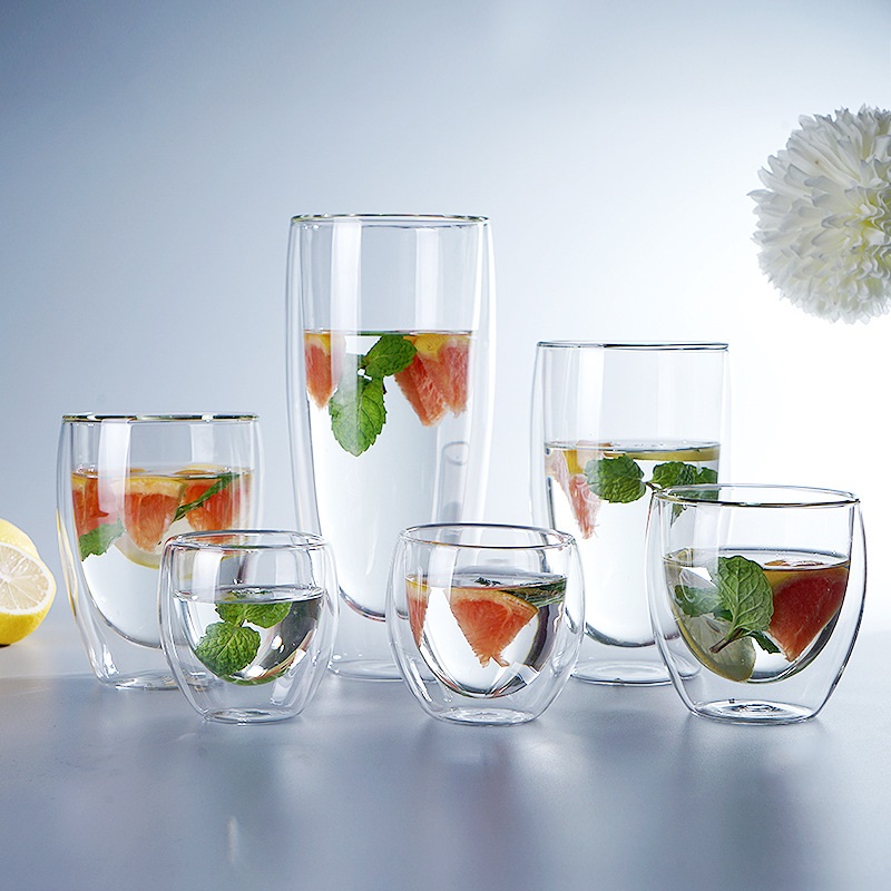 Double wall glass cups