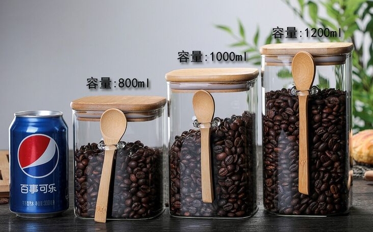 Square Food Storage Jars with bamboo lid