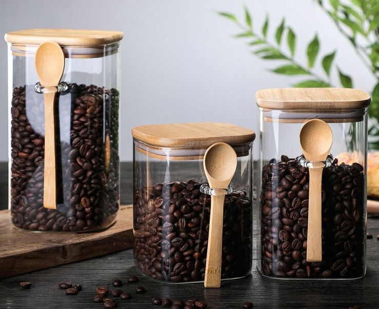 Square Food Storage Jars with bamboo lid