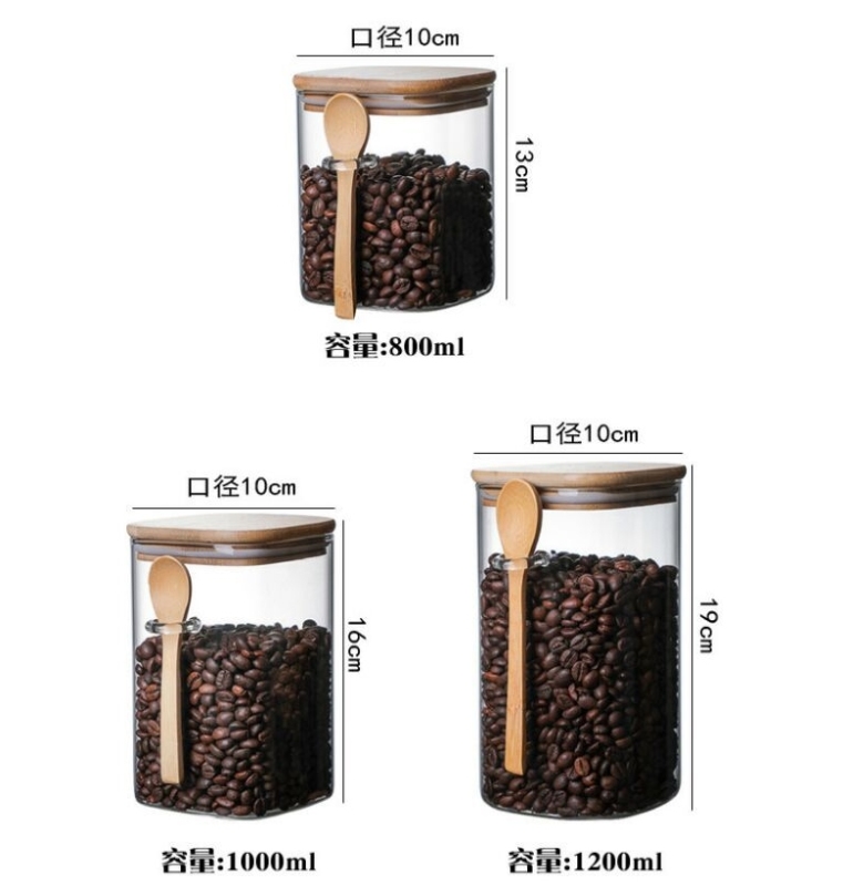 Square Food Storage Jars with bamboo lid