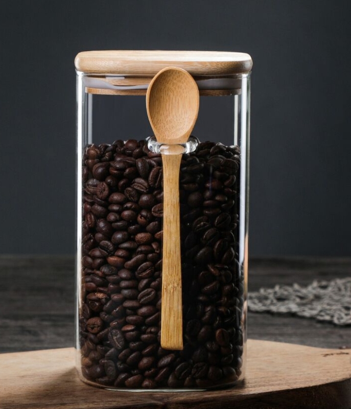 Square Food Storage Jars with bamboo lid