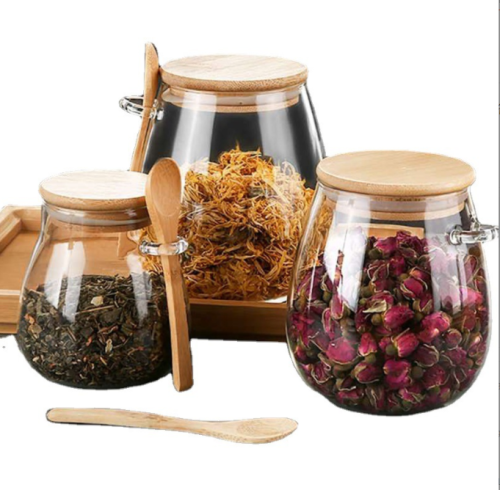Square Food Storage Jars with bamboo lid