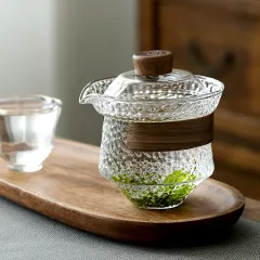 handmade 250ml hammer borosilicate glass tea cup with lid