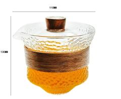 handmade 250ml hammer borosilicate glass tea cup with lid