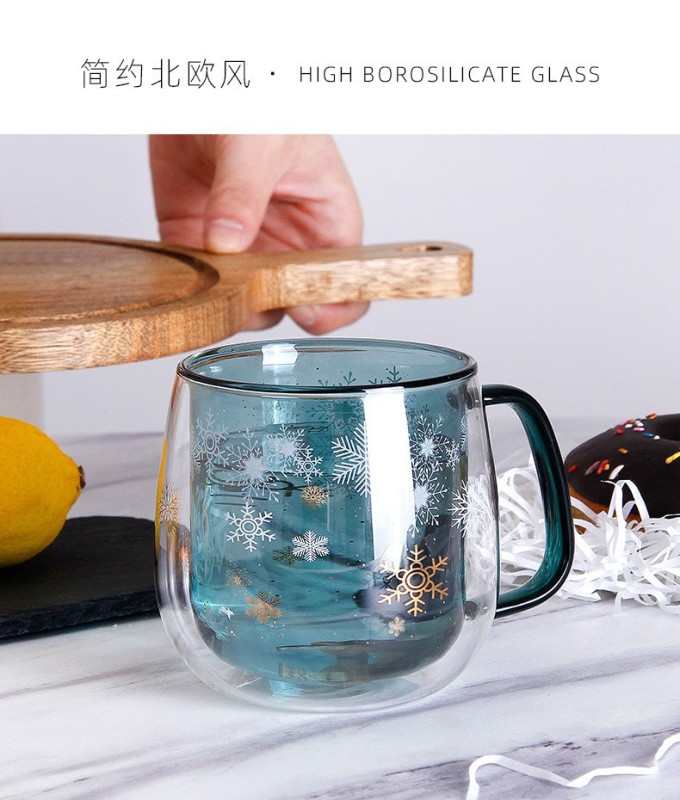 double layer glass coffee mugs