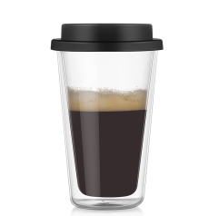 12oz Transparent Smoothie Glass Cup,Double Wall Iced Coffee Tumbler, Glass
