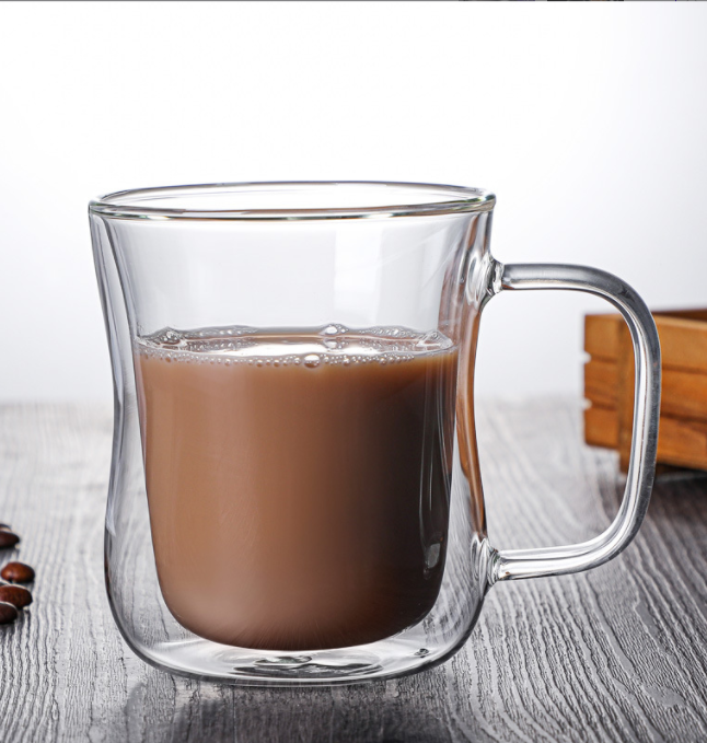 Double wall glass coffee mugs