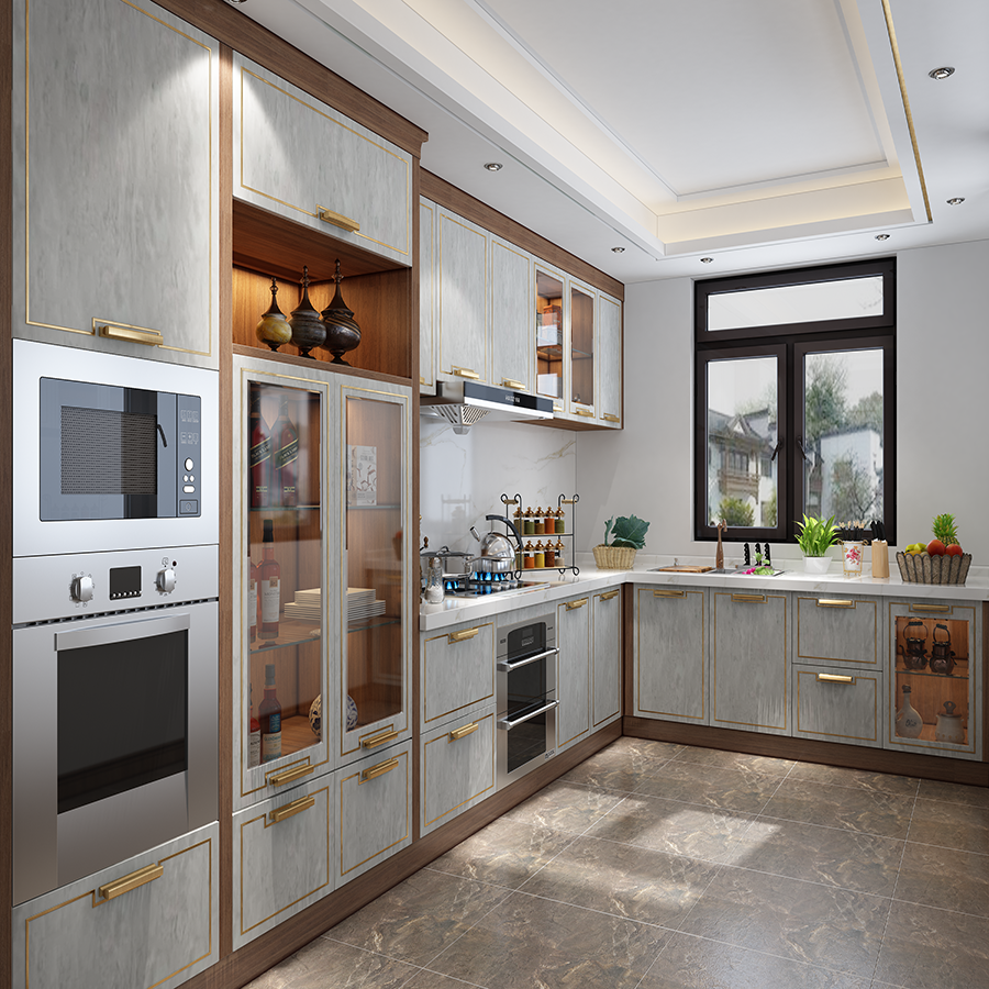 L Shaped Modern Design Complete Kitchen Cabinets Set