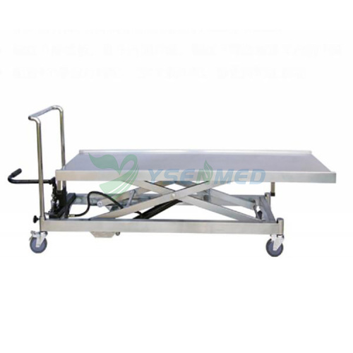 Stainless steel hydraulic mortuary lift trolley YSSJT-52B