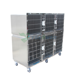 YSENMED YSVET1830D vétérinaire inoxydable Cage chien Cage banques inoxydable chenil banques Pet combinaison Cage