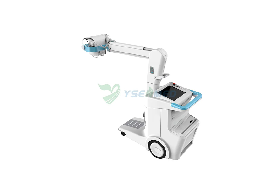 Engineer demonstrates how to move and operate 32kW 400mA mobile digital X-ray system YSX-mDR32A