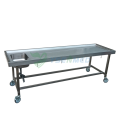 Mobile Stainless Steel Simple forensic autopsy table YSJPT-4A